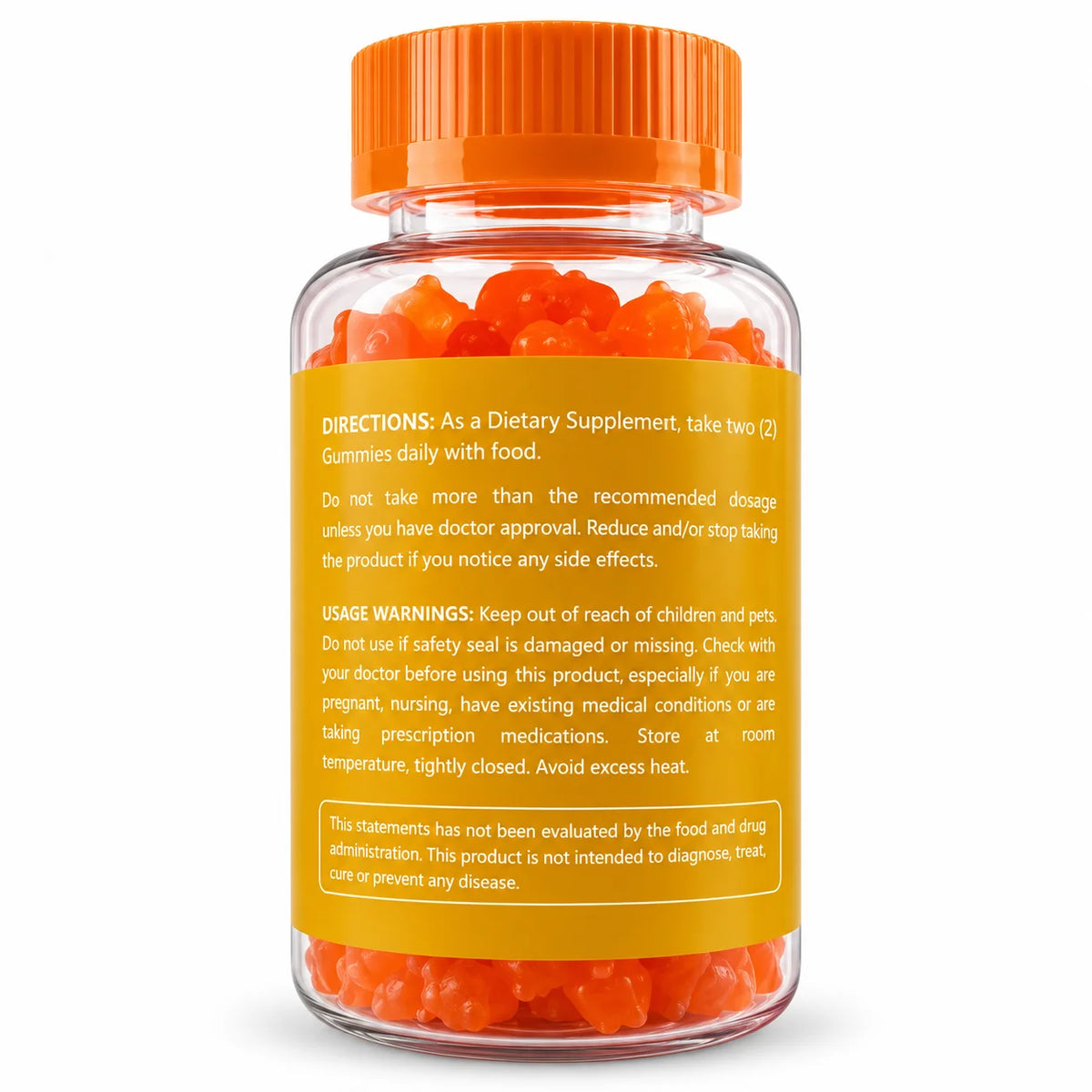 DUOZI Bye Acne Gummies directions, recommended use and usage warnings on back label