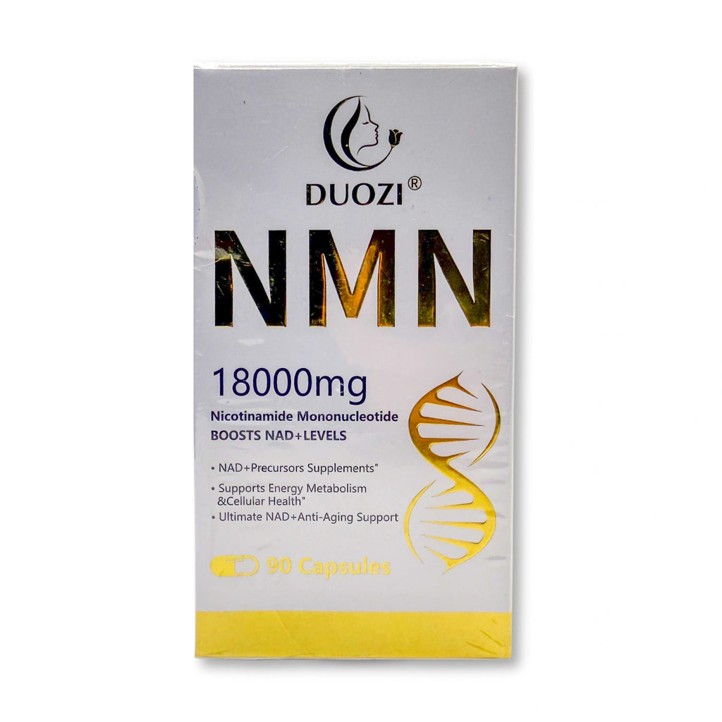 DUOZI NMN supplement package with 18000mg content on a white background