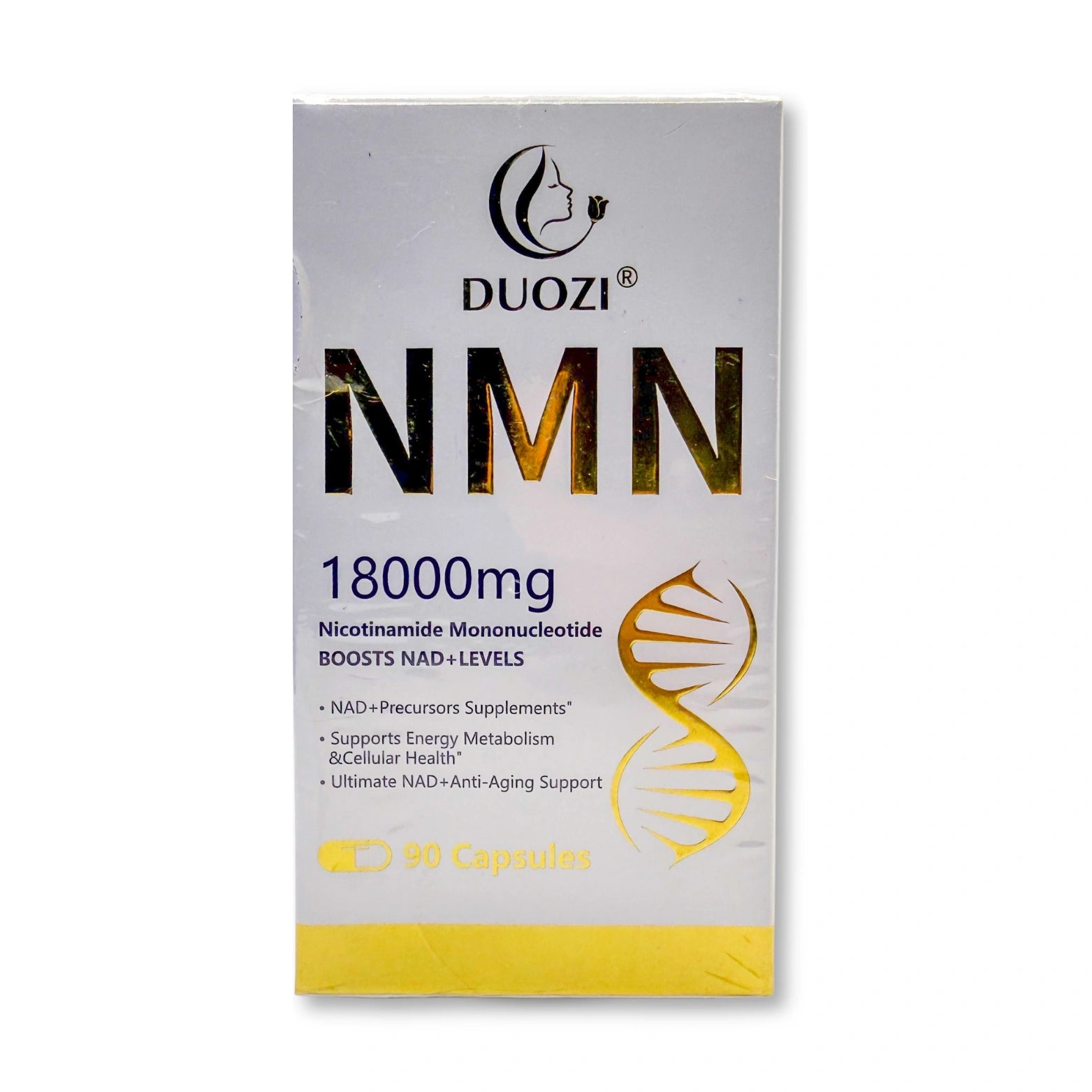 DUOZI NMN supplement package with 18000mg content on a white background