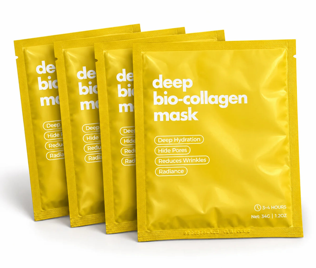 Deep Bio-Collagen Face Mask 4 pack – hydrating collagen facial masks for radiant-looking skin