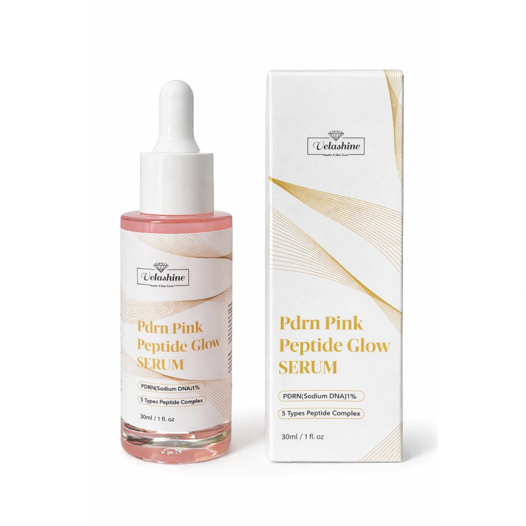 Pdrn Pink Peptide Glow Serum bottle and packaging on a white background