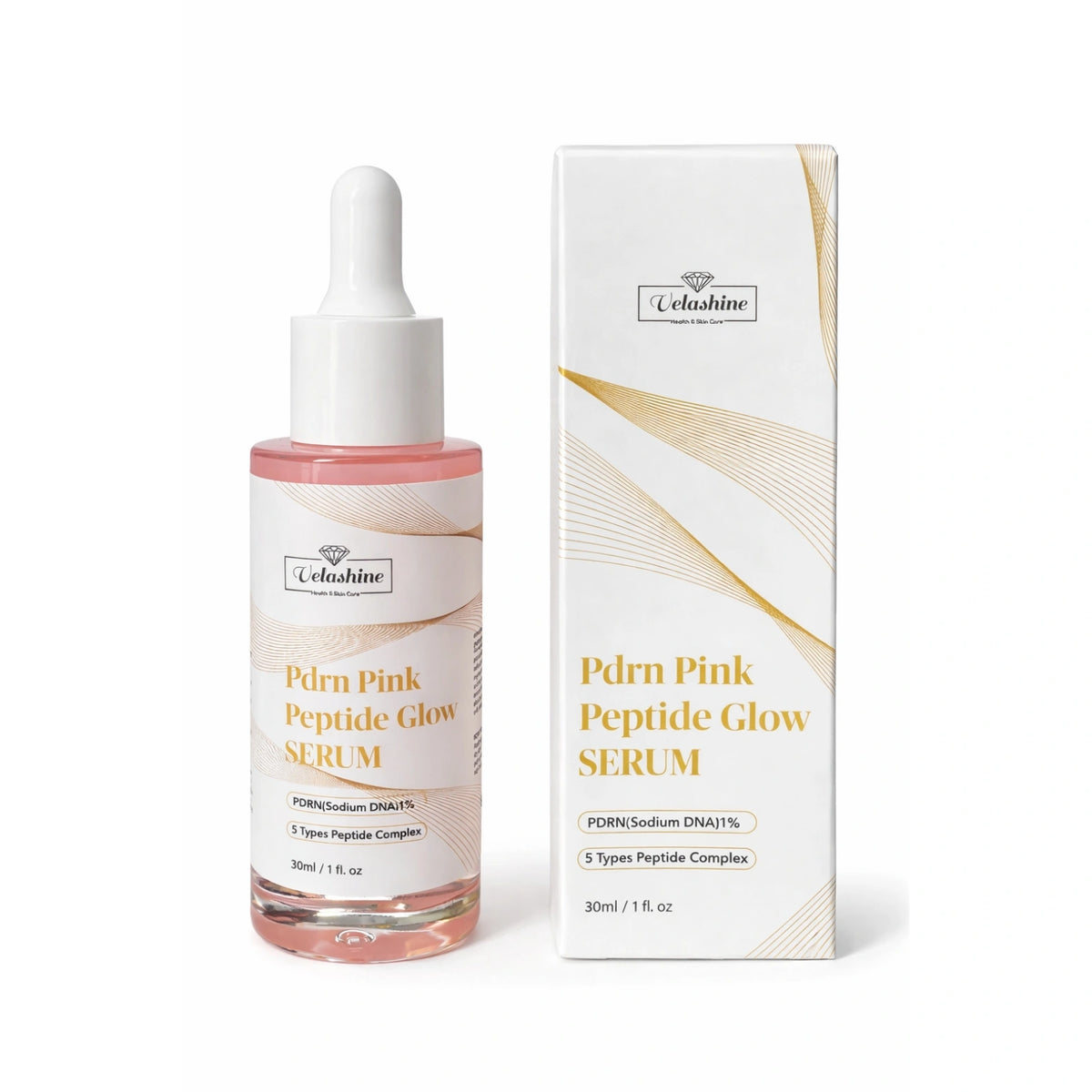 Pdrn Pink Peptide Glow Serum bottle and packaging on a white background