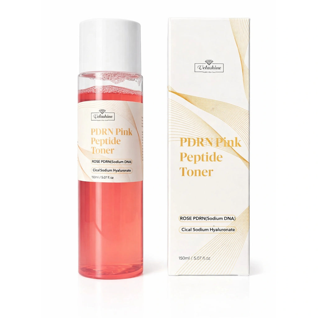 PDRN Pink Peptide Toner bottle and packaging on a white background
