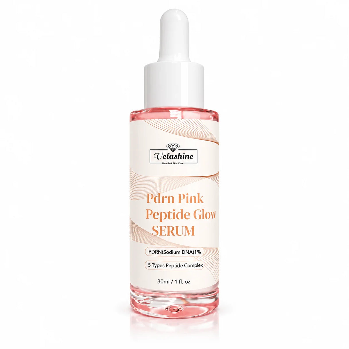 Velashine PDRN Pink Peptide Glow Serum 30ml with 1% Sodium DNA and 5 Types Peptide Complex