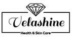 Velashine health and skin care logo with a diamond symbol on a white background