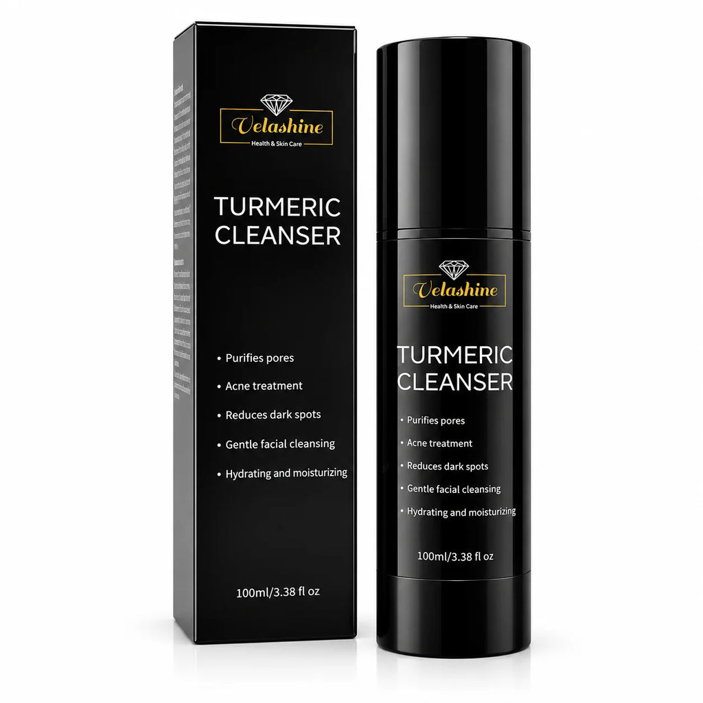 Velashine Turmeric Cleanser 100ml black bottle with original product packaging
