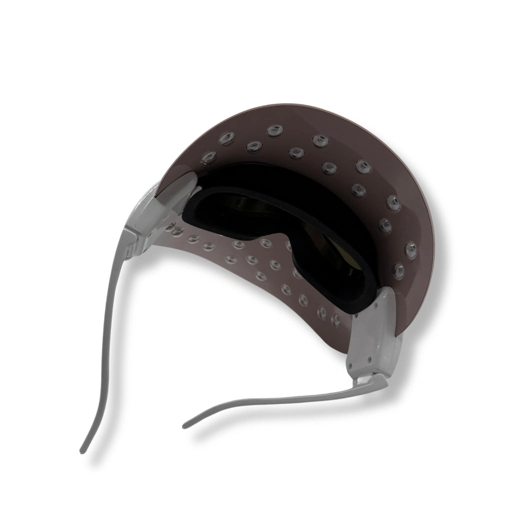 Close‑up of the LED array inside Velashine LED light therapy mask showing multiple light diodes.